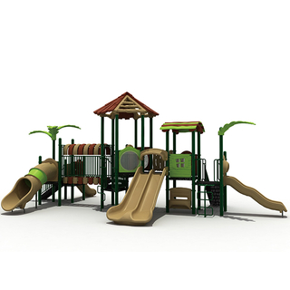 Kids Outdoor Green Forest Playground Slide Playset for Park