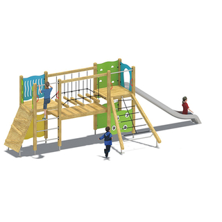 HDPE Children Daycare Plastic Slide Playsets Outdoor Playground Equipment with Rope Net