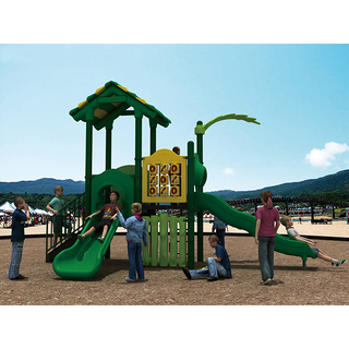 Children Outdoor Green Forest Playground With Slide Playset for Preschool